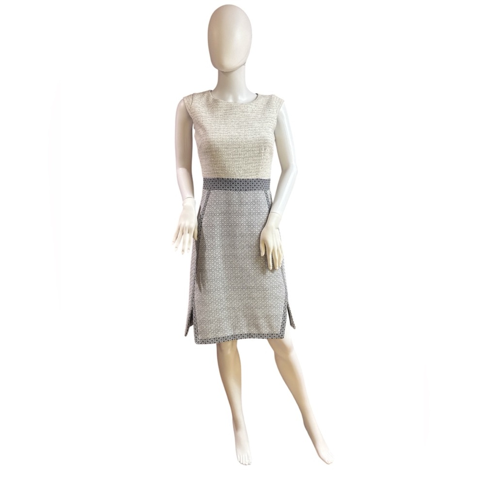 J.Crew Textured Sleeveless Sheath Dress Black White elegant Size 00 Work Office
